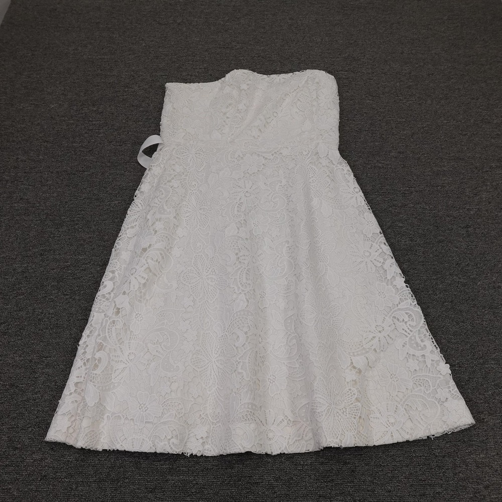 Lilly Pulitzer Sienna Dress Womens 14‎ White Floral Lace Strapless Fit & Flare